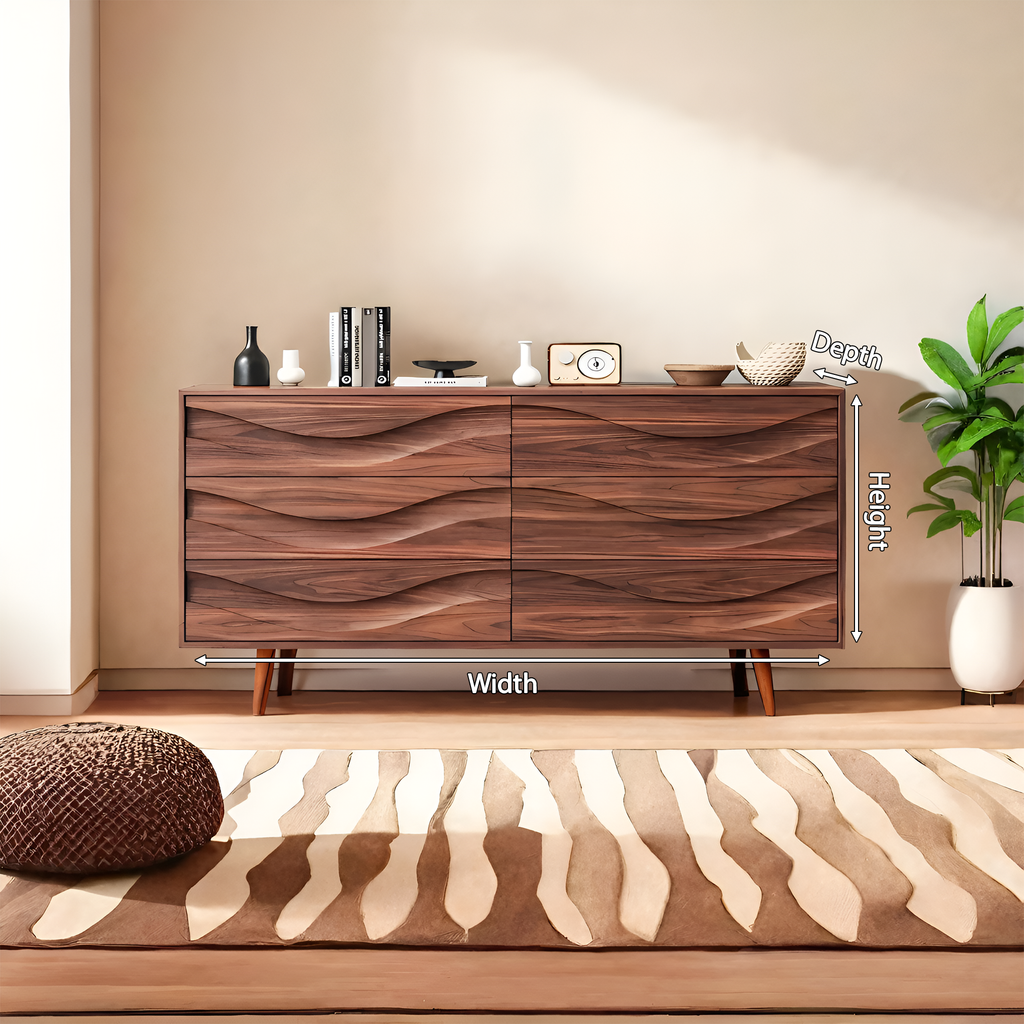Modern Carved Wave Front Sideboard For Entryway Living Room - view 8 of 8