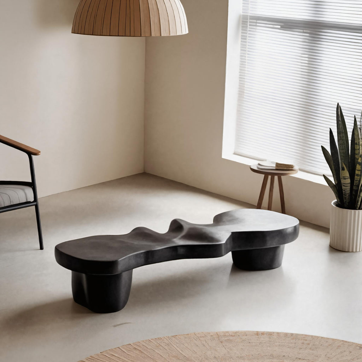 Contemporary Sculptural Wood Bench For Modern Living Room Or Gallery - view 1 of 8