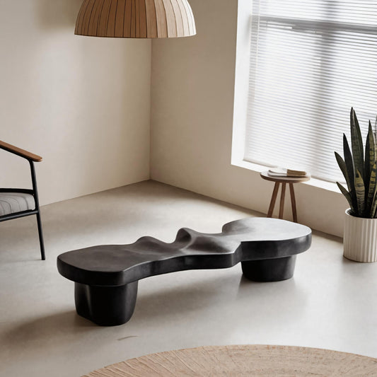 Contemporary Sculptural Wood Bench For Modern Living Room Or Gallery - view 1 of 8