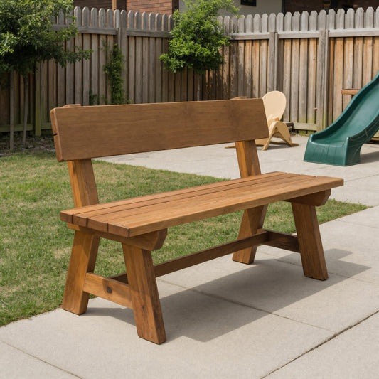 Rustic Garden Bench With Backrest For Patio Or Porch - view 1 of 8