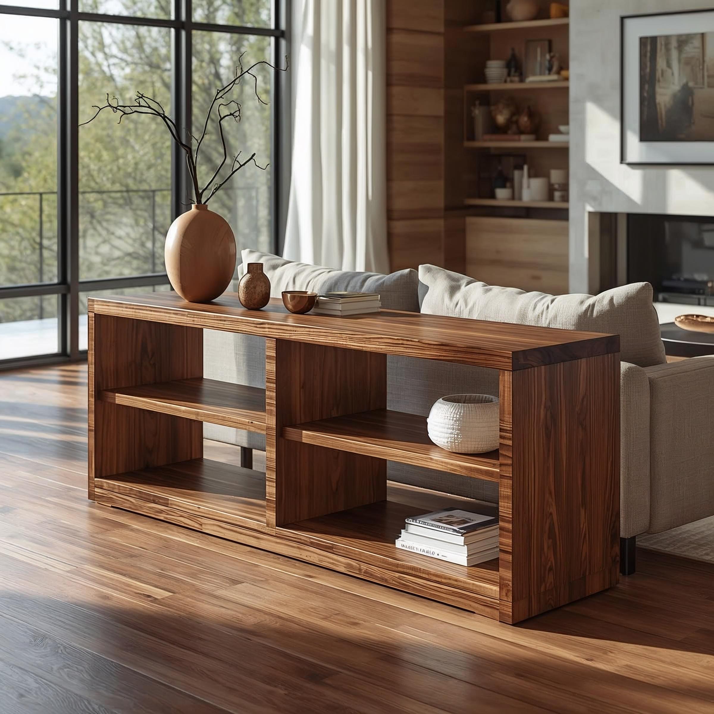 Modern Solid Wood Console Cabinet with Open Shelving – Stylish Living Room Storage - view 3 of 7
