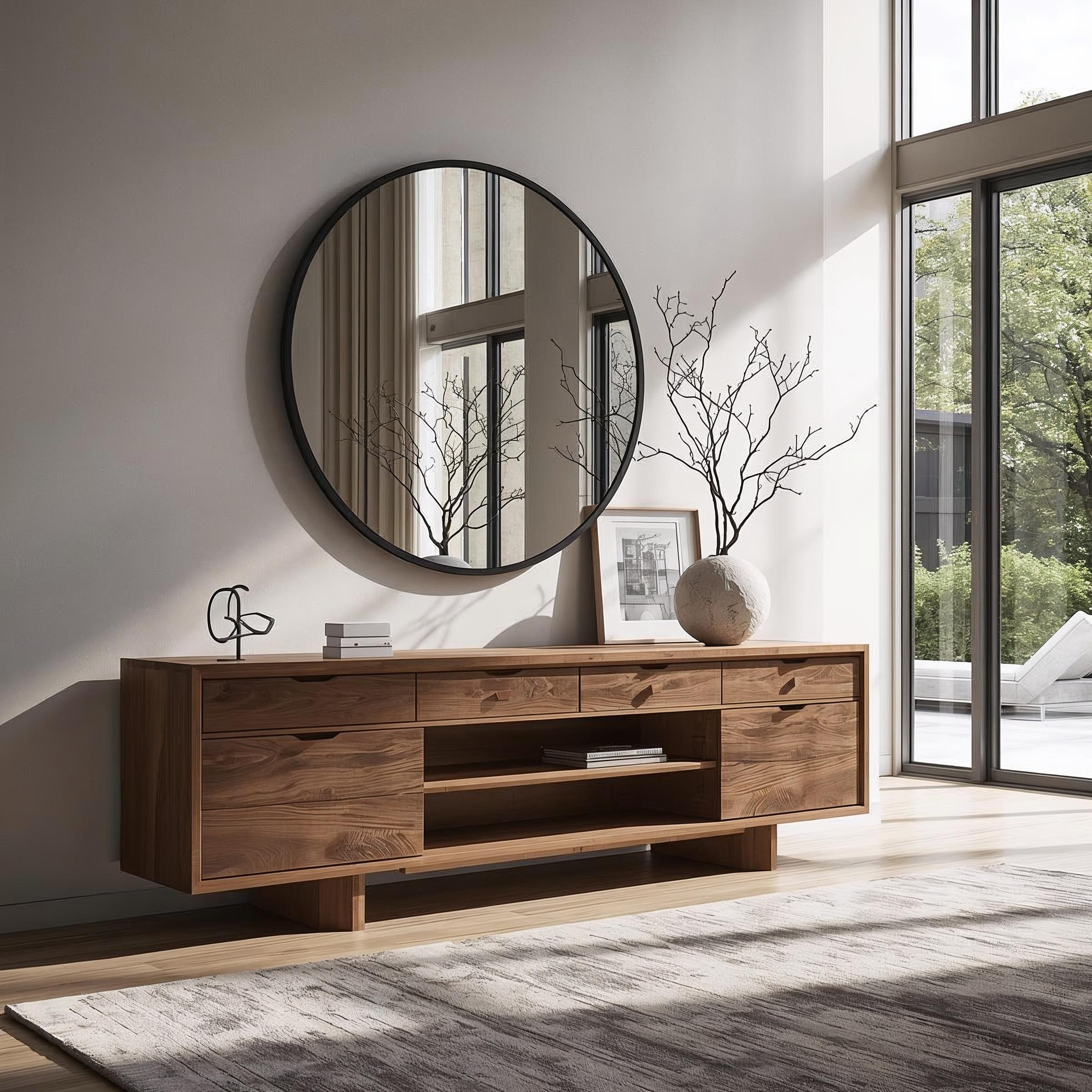 Solid Wood Console Table with Drawers and Open Shelf – Modern Entryway Storage Cabinet - view 3 of 7