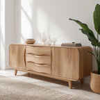 Solid Wood Console Table with Wave Drawers – Modern Entryway Storage Cabinet - view 1 of 7