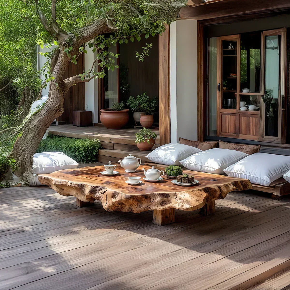 Live Edge Solid Wood Tea Table for Japanese Floor Seating - view 2 of 7