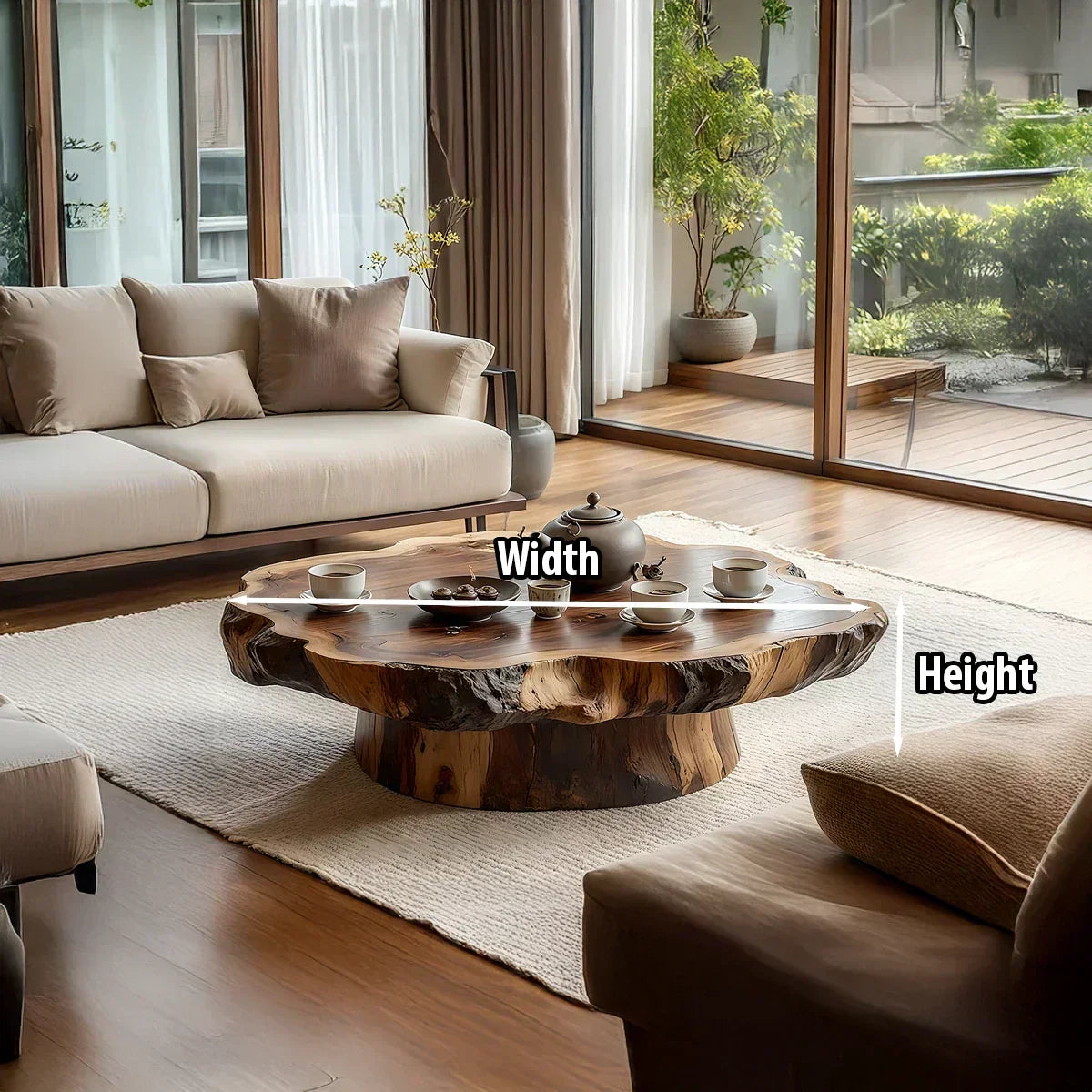 Round Live Edge Wood Coffee Table with Pedestal Base - view 8 of 8