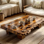 Live Edge Solid Wood Tea Table Low Floor Coffee Table - view 1 of 5