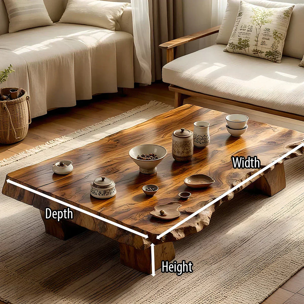 Live Edge Solid Wood Tea Table Low Floor Coffee Table - view 5 of 5