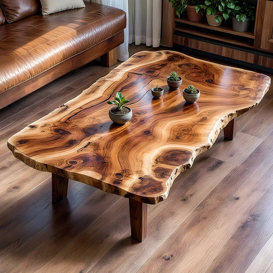 Live Edge Solid Wood Coffee Table Organic Slab Rustic Center Table - view 1 of 6