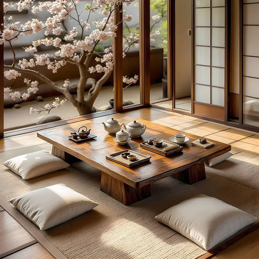 Japanese Solid Wood Low Tea Table Zen Floor Coffee Table - view 1 of 5
