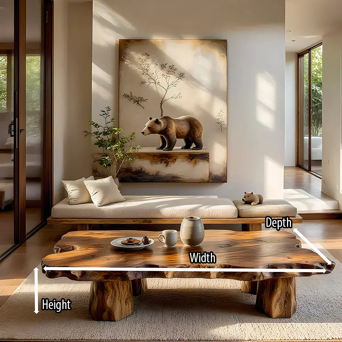 Organic Live Edge Wood Coffee Table Rustic Solid Slab Center Table - view 5 of 5