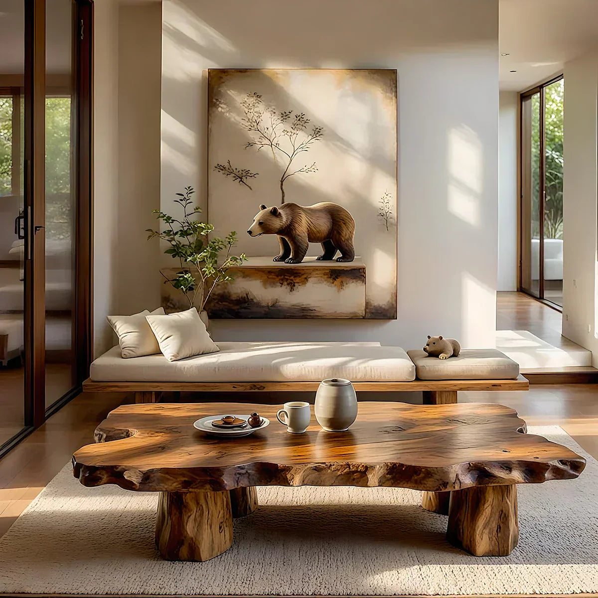 Organic Live Edge Wood Coffee Table Rustic Solid Slab Center Table - view 1 of 5