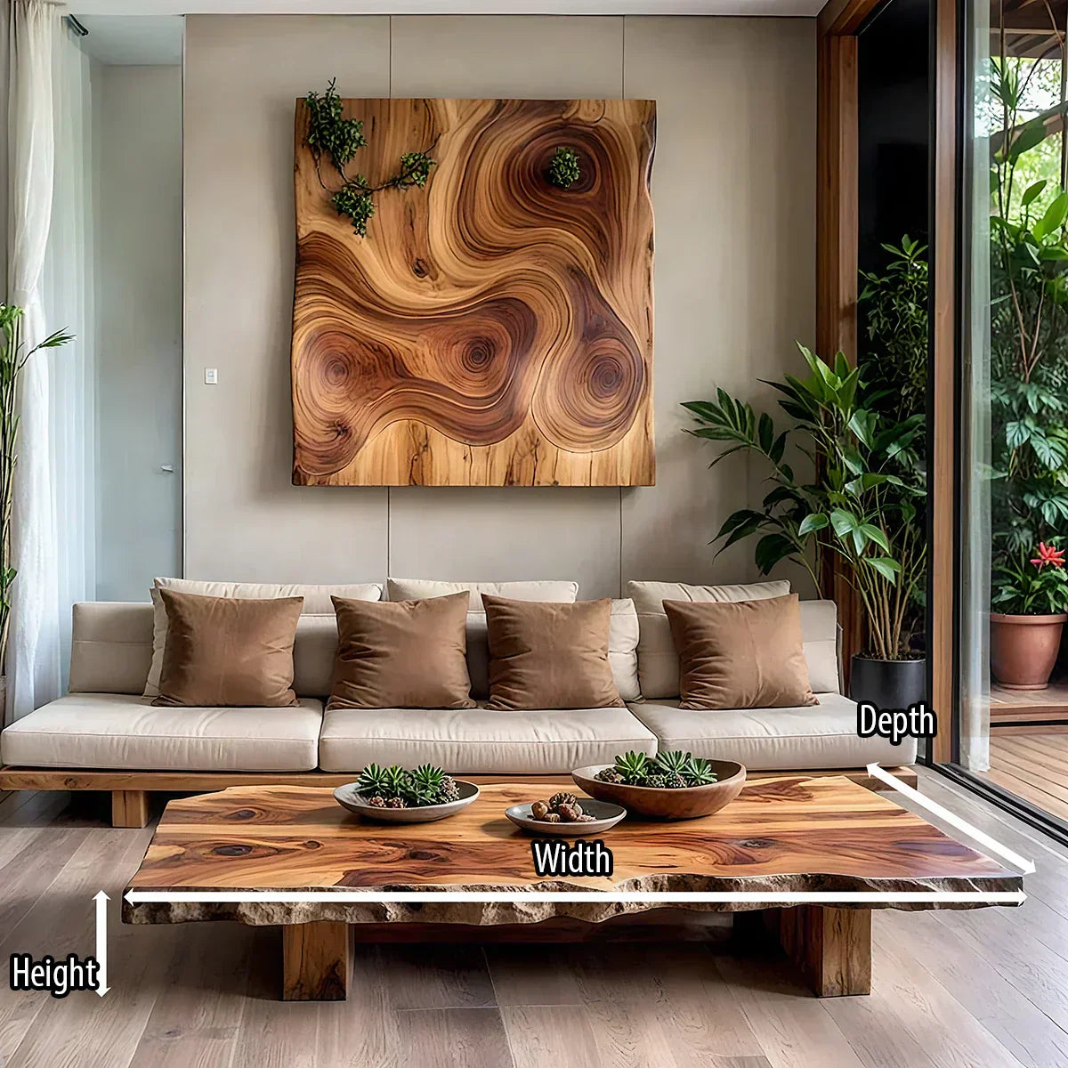 Live Edge Solid Wood Coffee Table Natural Slab Rustic Center Table - view 5 of 5