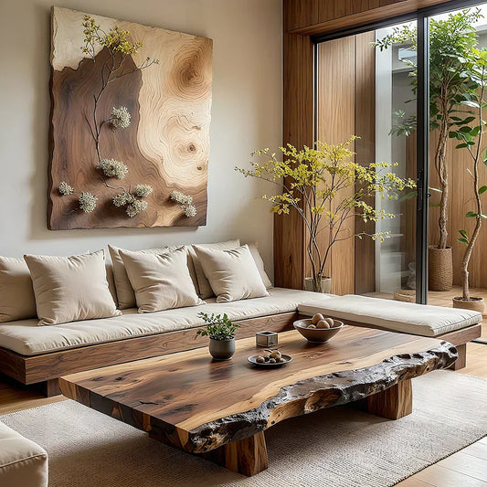 Natural Live Edge Wood Coffee Table Solid Slab Rustic Center Table - view 1 of 5