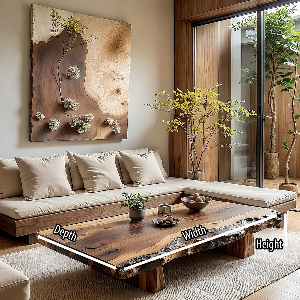Natural Live Edge Wood Coffee Table Solid Slab Rustic Center Table - view 5 of 5