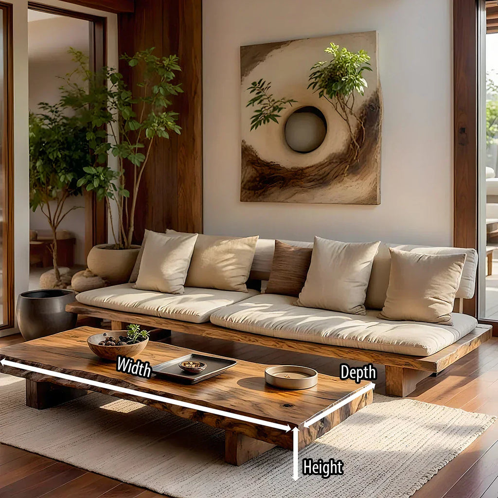 Organic Live Edge Solid Wood Coffee Table Rustic Slab Low Table - view 5 of 5