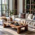 Solid Wood Block Coffee Table Rustic Minimalist Low Center Table - view 1 of 5