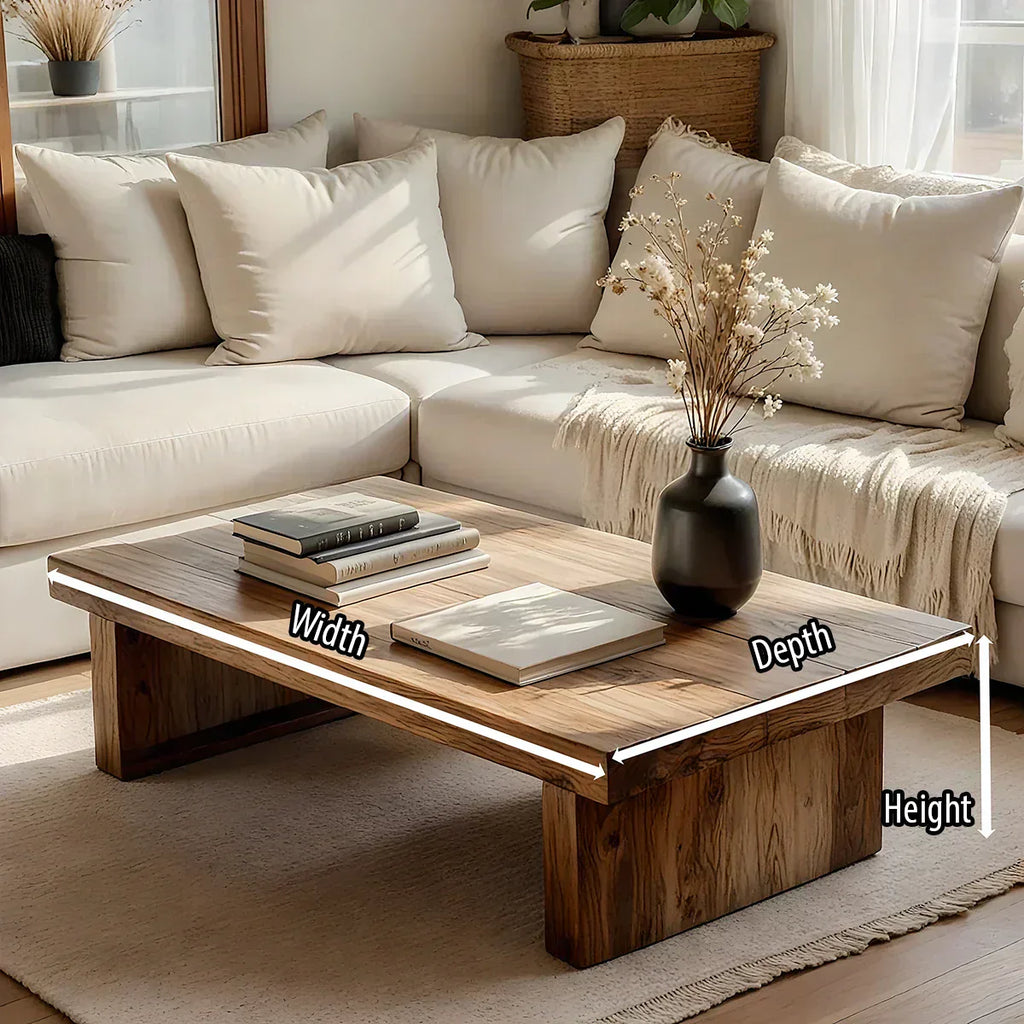 Minimalist Solid Wood Coffee Table Rustic Low Block Center Table - view 5 of 5