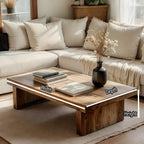 Minimalist Solid Wood Coffee Table Rustic Low Block Center Table - view 5 of 5