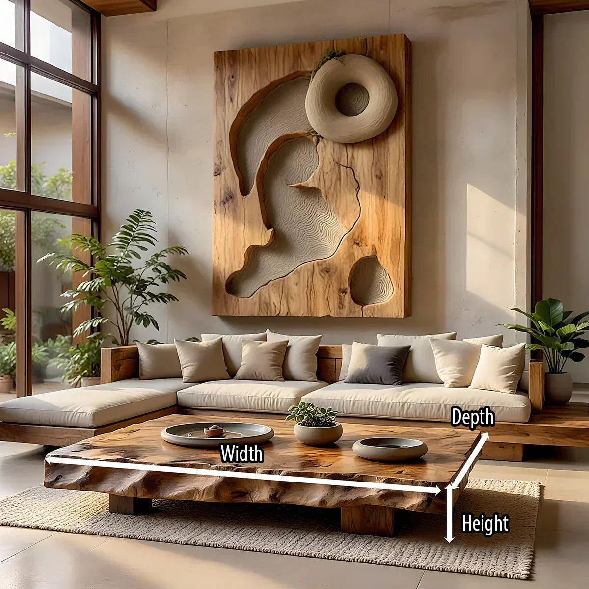 Live Edge Solid Wood Coffee Table Rustic Organic Low Center Table - view 5 of 5