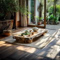 Low Solid Wood Tea Table with Natural Live Edge and Organic Base - view 1 of 7
