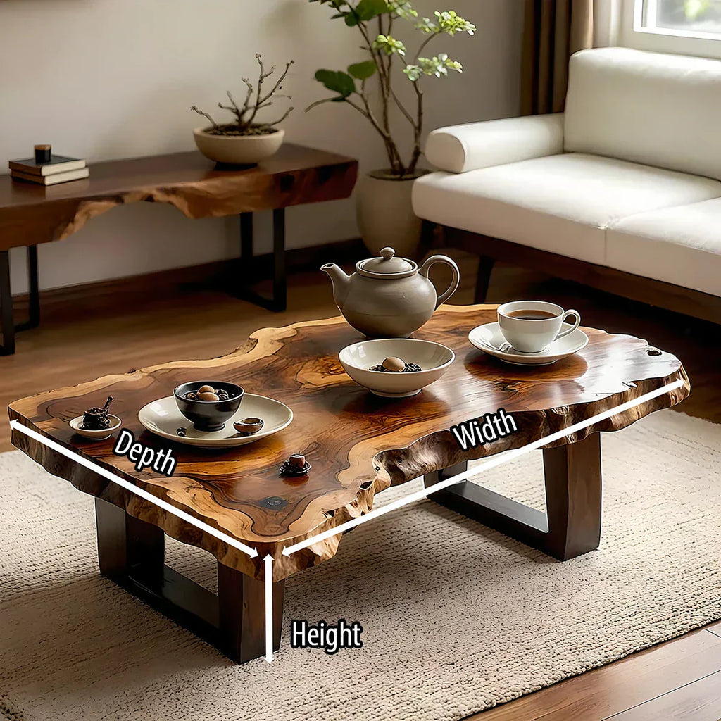 Organic Live Edge Solid Wood Coffee Table with Sculpted Natural Form - view 5 of 5