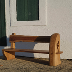 Rustic Organic Bench With Sculptural Armrest For Garden Or Entryway - view 1 of 7