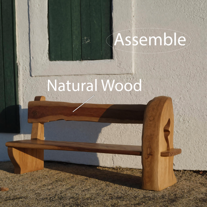 Rustic Organic Bench With Sculptural Armrest For Garden Or Entryway - view 5 of 7