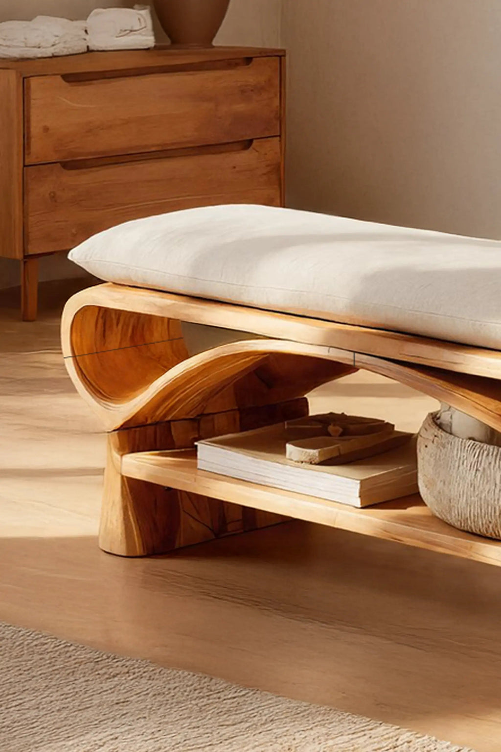 Minimalist Solid Wood Bench For Bedroom Interior Design - view 3 of 7