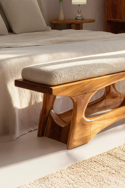 Handcrafted Curved Wood Bench For Furniture Styling - view 3 of 7