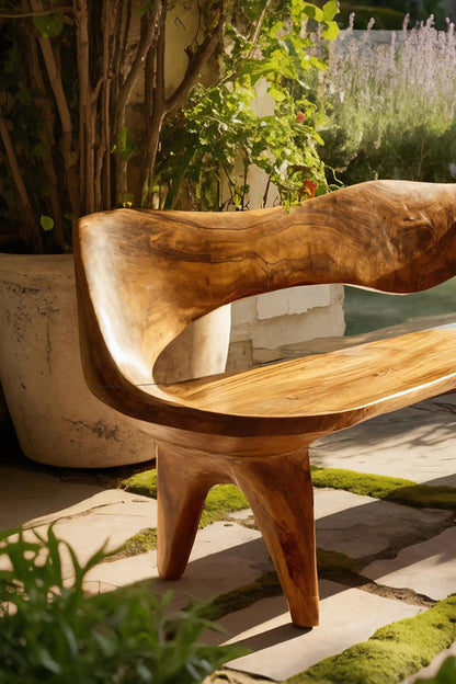 Handcrafted Curved Wood Bench For Outdoor Furniture Styling - view 3 of 7