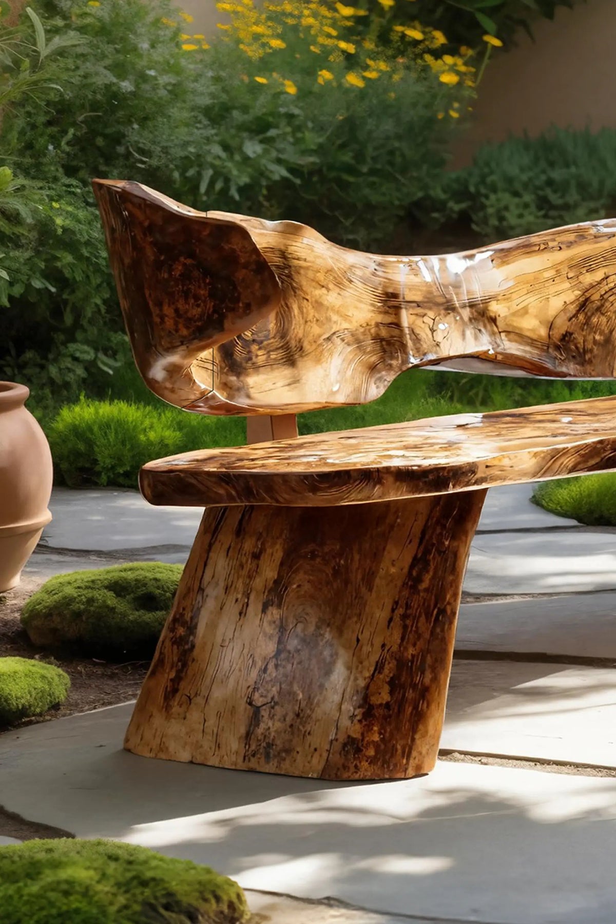 Farmhouse Ergonomic Wood Bench For Backyard Retreat - view 3 of 7