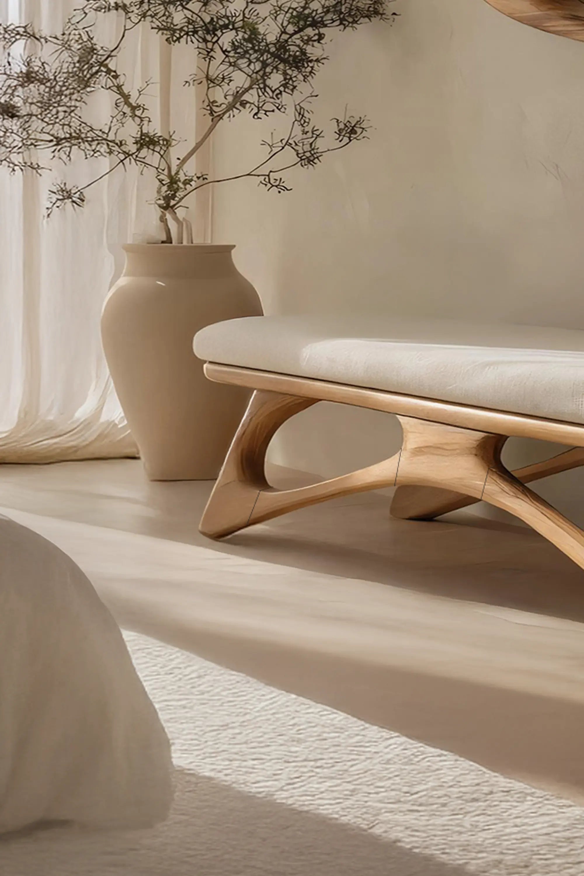 Modern Flowing Wood Bench For Furniture Accent - view 3 of 7