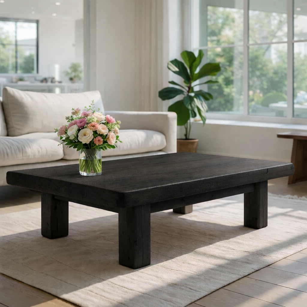 Rustic Solid Wood Coffee Table with Chunky Legs - view 5 of 9