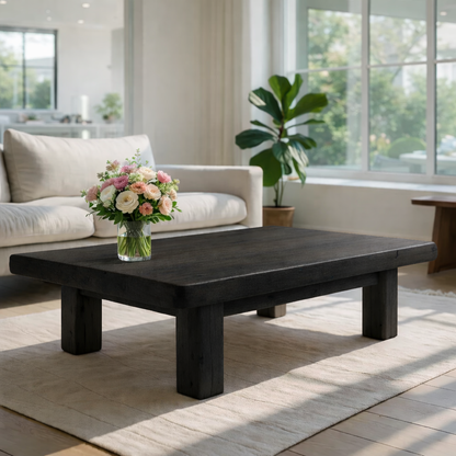 Rustic Solid Wood Coffee Table with Chunky Legs - view 5 of 9