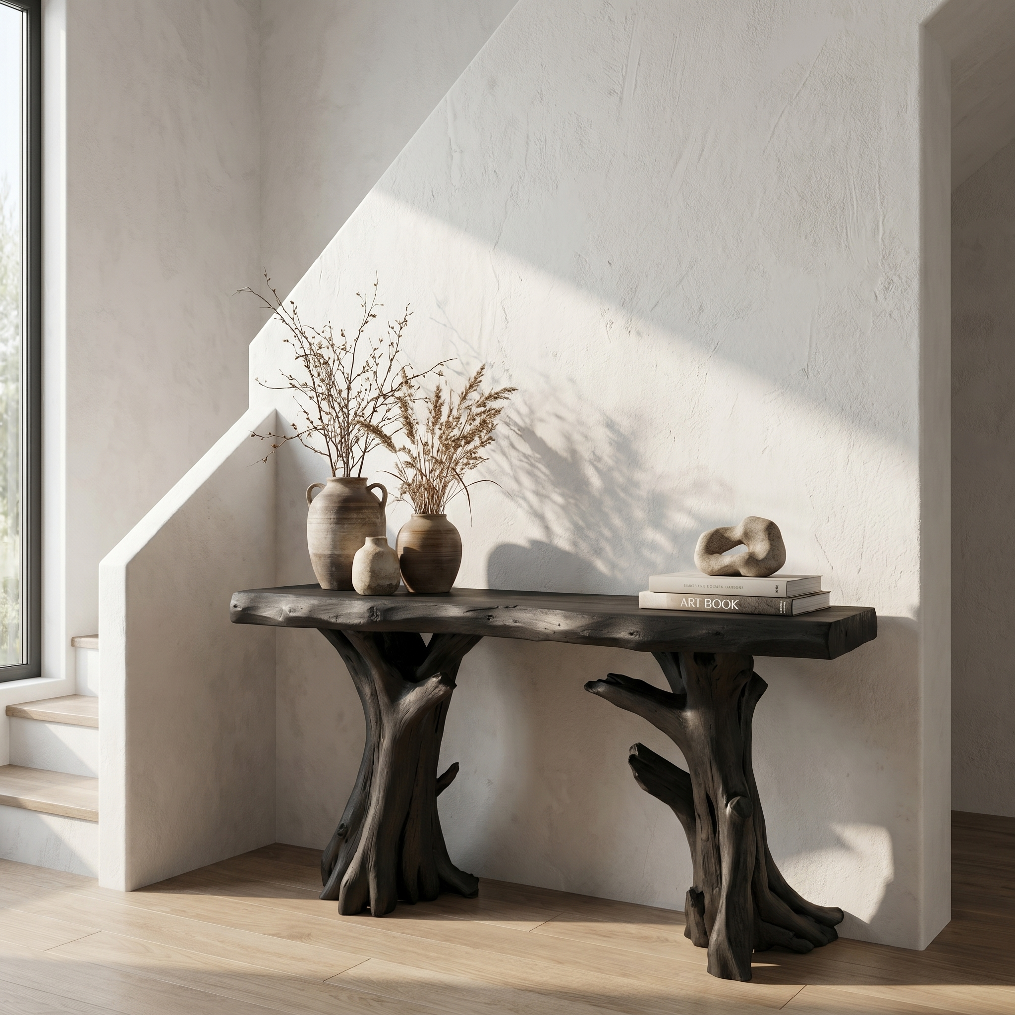 Coastal Driftwood Console Table  Natural Tree Trunk Legs - view 4 of 8