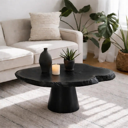Live Edge Solid Wood Coffee Table for Living Room with Pedestal Base - view 4 of 9