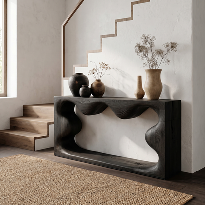 Midcentury Curved Console Table Living Room - view 4 of 8