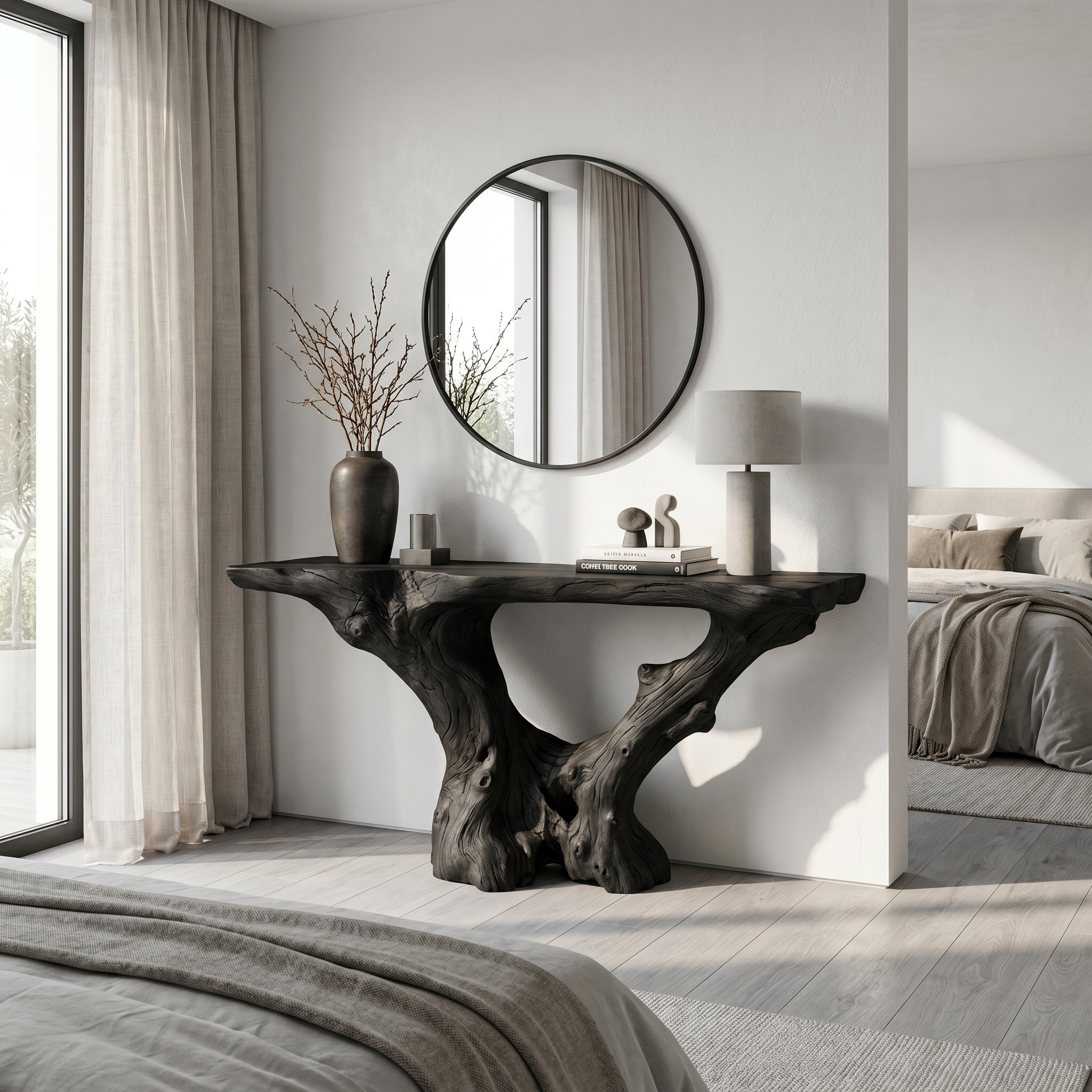 Rustic Handcrafted Wood Console Table Living Room - view 4 of 8