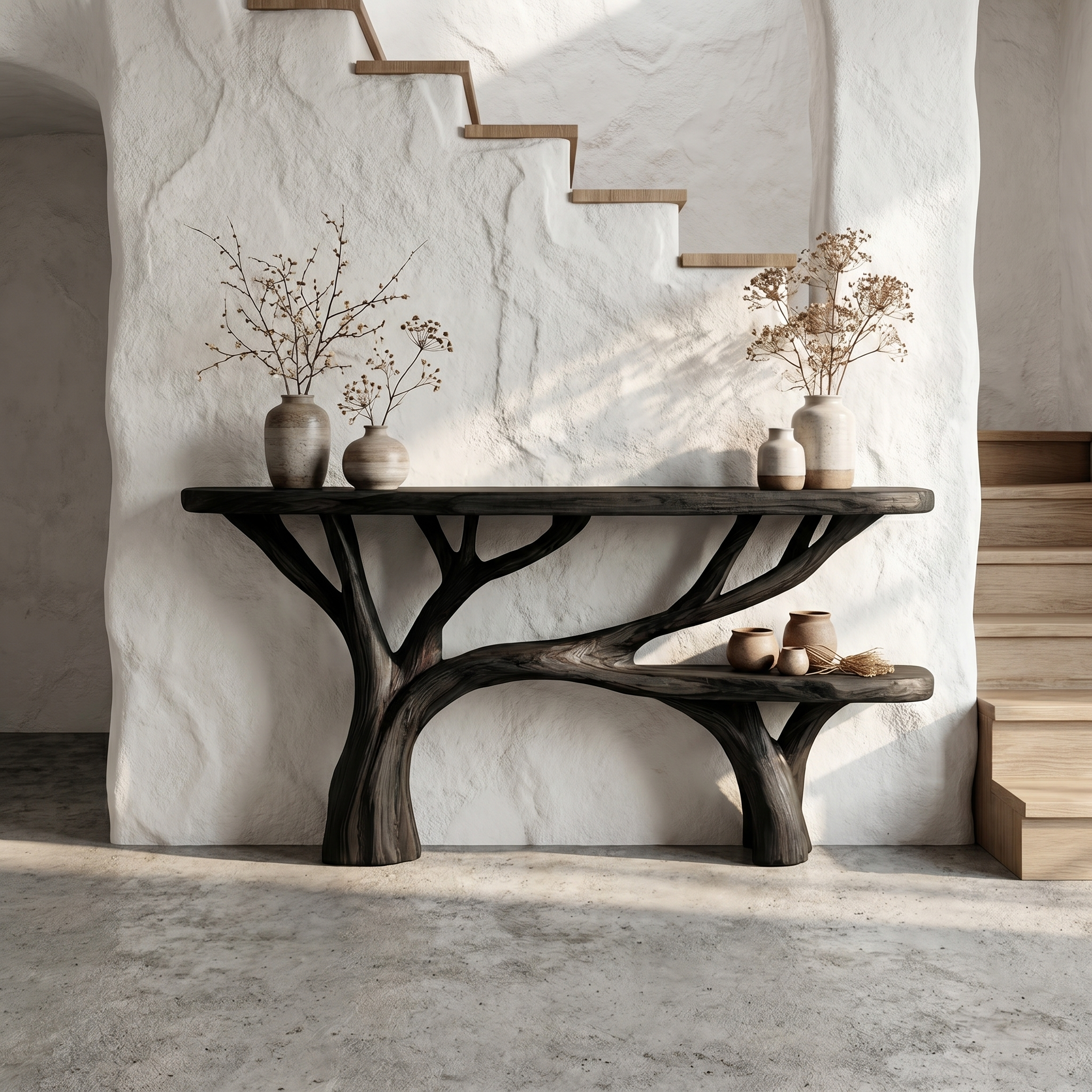 Rustic Tree Design Console Table Living Room Entryway - view 4 of 8