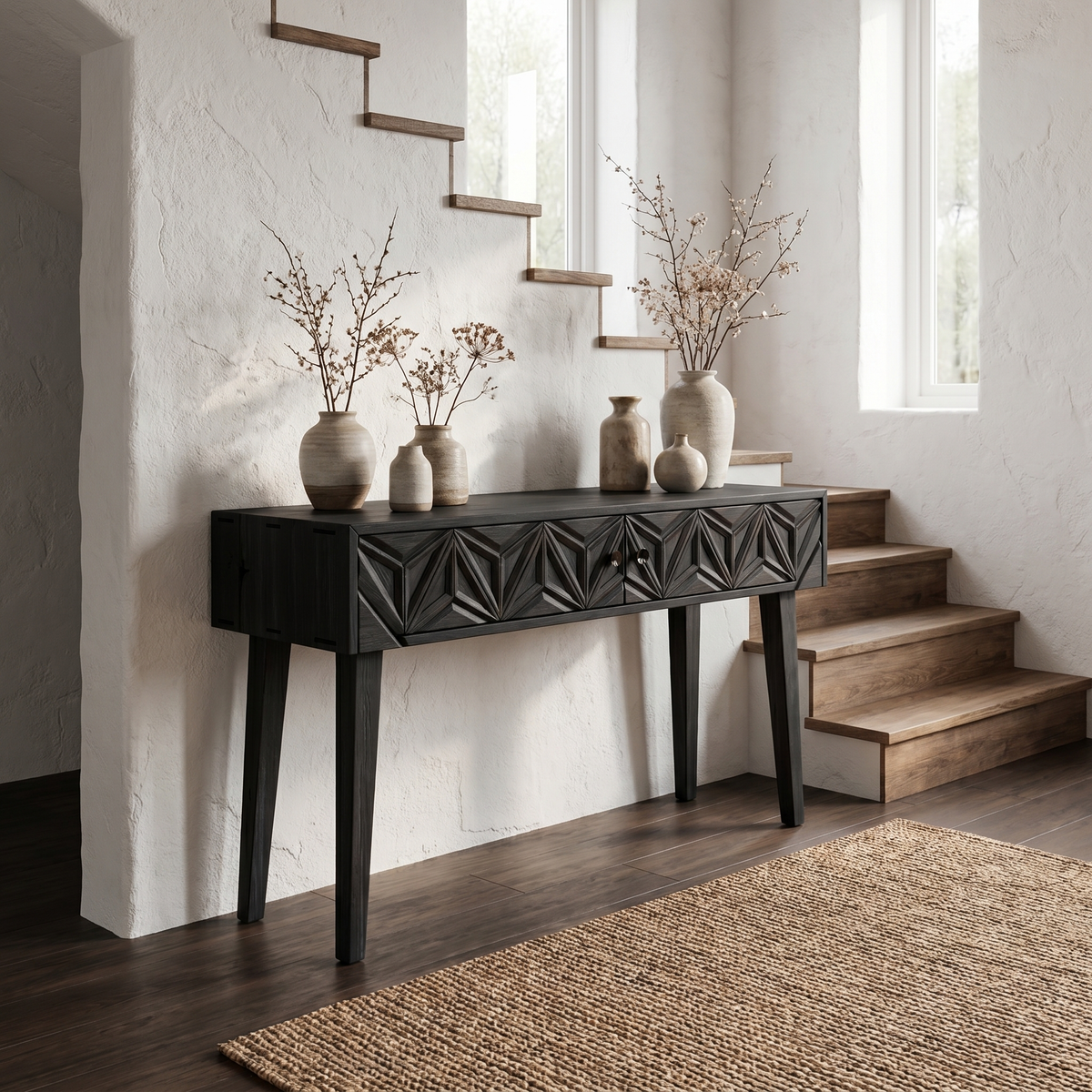 Rustic Carved Console Table Christmas Entryway Holiday Decor - view 4 of 8