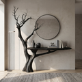 Rustic Console Table Sculpted Wood Tree Hallway Entrance - view 4 of 8