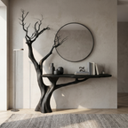 Rustic Console Table Sculpted Wood Tree Hallway Entrance - view 4 of 8
