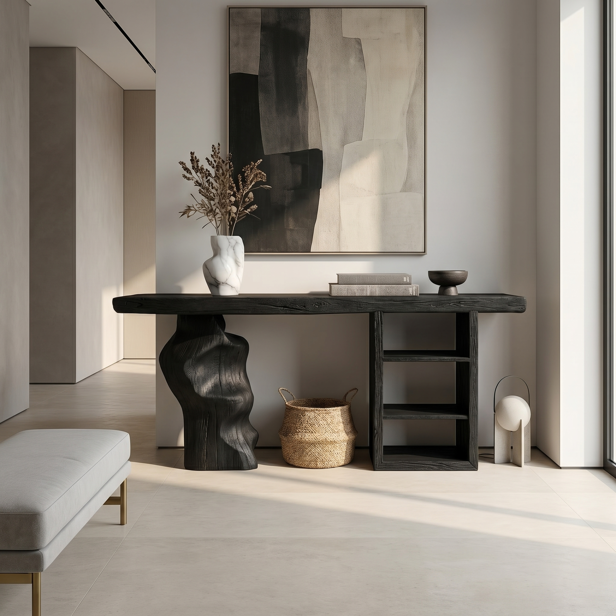 Japandi Organic Modern Console Table Living Room And Entryway - view 4 of 8