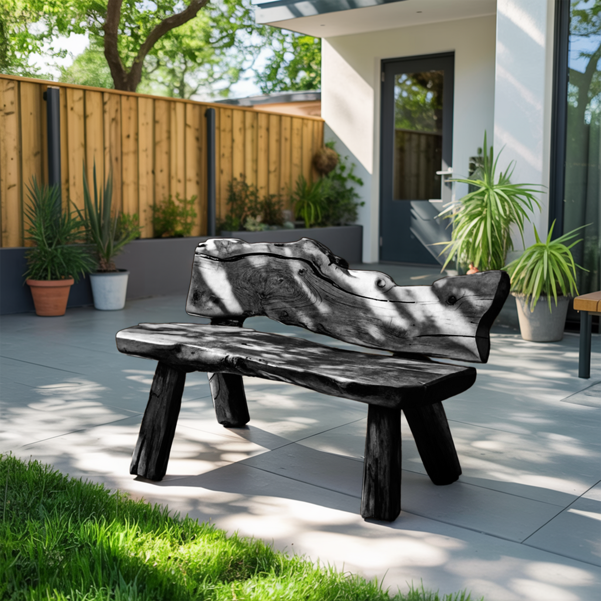 Rustic Live Edge Garden Bench For Patio Backyard And Forest Cabin - view 4 of 8