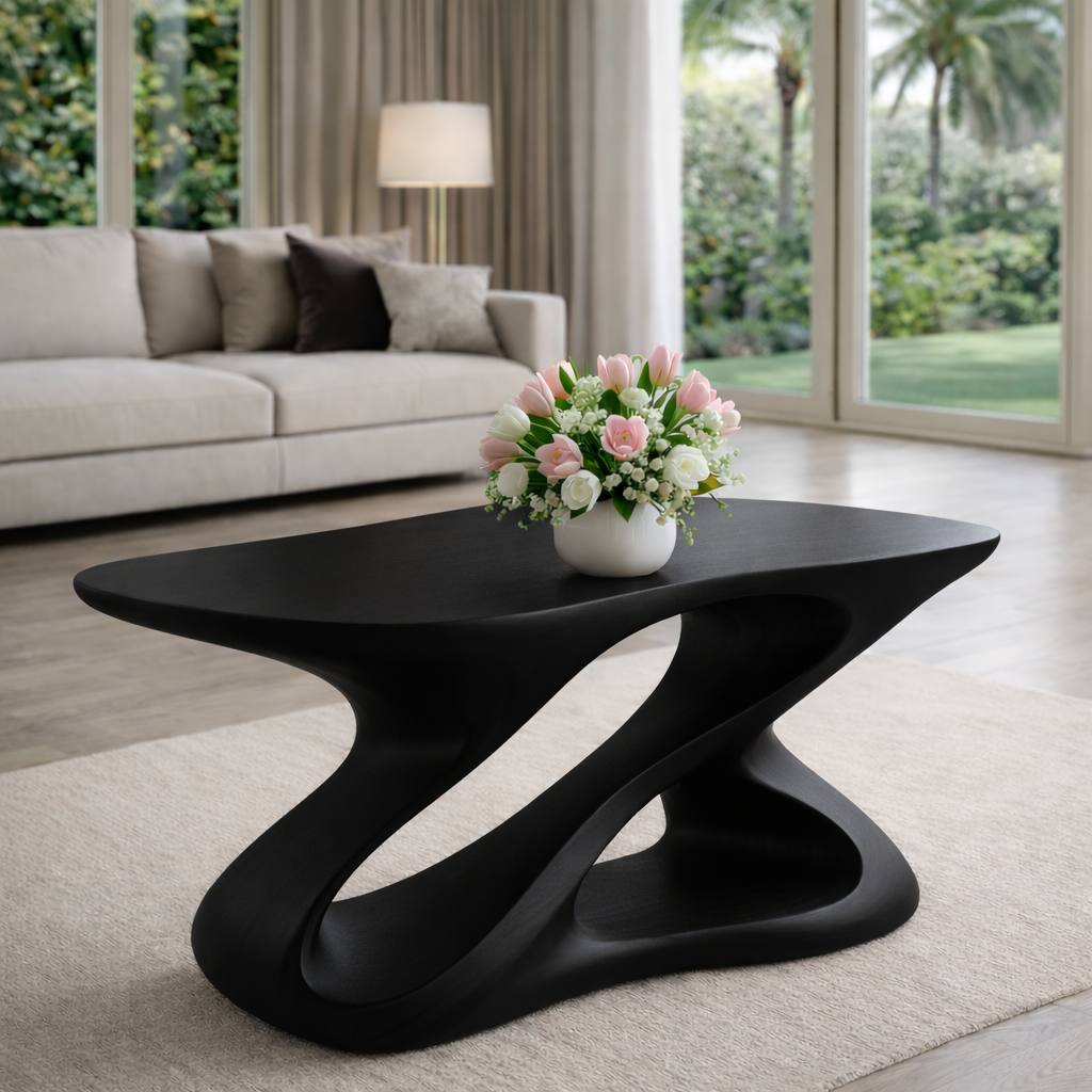 Sculptural Solid Wood Coffee Table for Modern Living Rooms - view 5 of 9