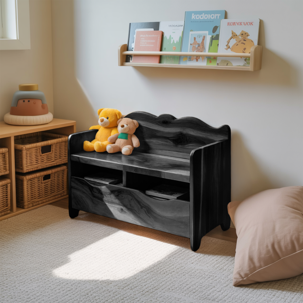 Montessori Bench With Book Storage For Kids Room Entryway And Playroom - view 4 of 8