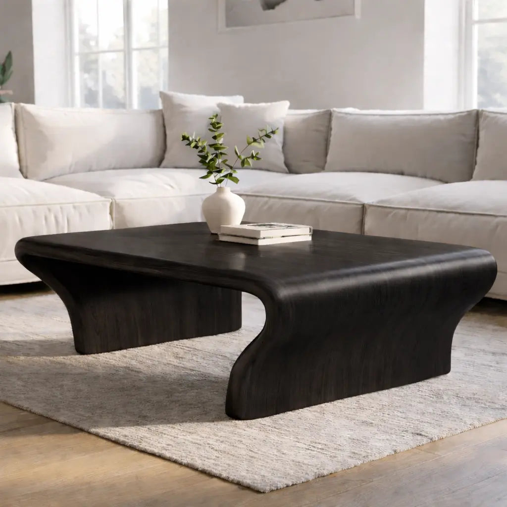 Sculptural Walnut Coffee Table with Curved Design, Modern and Minimalist Living Room Décor - view 5 of 9