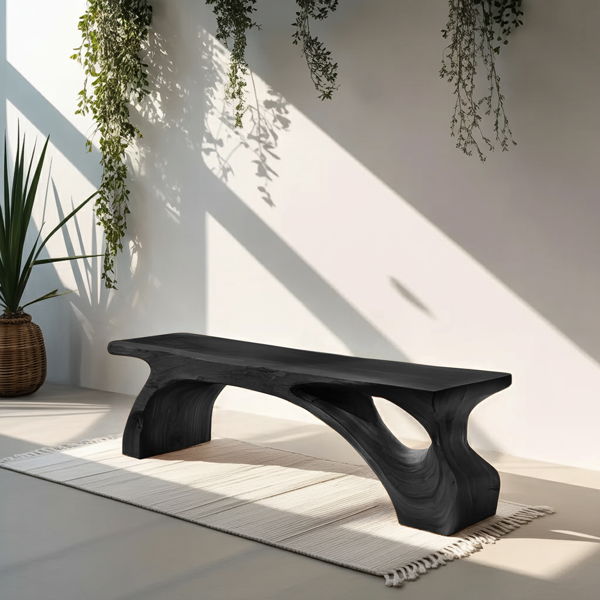 Organic Live Edge Bench For Modern Entryway Or Living Room - view 4 of 8