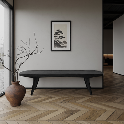 Curved Minimalist Organic Bench For Entryway Bedroom And Living Room - view 4 of 8