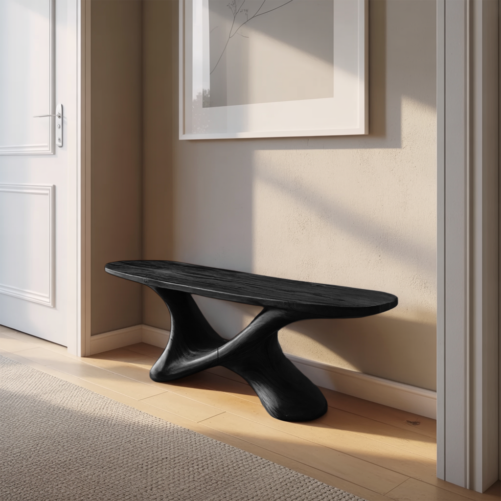 Modern Sculptural Bench With Twisted Base For Entryway - view 4 of 8